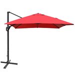 DORTALA 10'x13' Patio Offset Umbrella, 360°Rotation Rectangle Patio Umbrella, Outdoor Aluminum Garden Cantilever Umbrella With 4-Tilt Setting, Crank & Cross Base, Garden Cantilever Umbrella For Yard, Patio & Deck, Wine