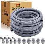 Wocloer Liquid-Tight Conduit - 1inch 100 Foot Flexible Non Metallic Liquid Tight Electrical Conduit Kit, with 6 Straight and 4 Angle Fittings Included. 1" Dia
