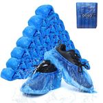 Shoe Covers Disposable 300 Pack (150 Pairs)： TOOSOFt Waterproof Shoe Covers Plastic - Blue Overshoes for Indoor - Disposable Shoe Covers Non Slip - Durable CPE Shoe Protector Covers.