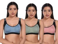 BRUCHI CLUB Women's Tia Sports Bra Pack, 3 Pieces Bundell (36) Multicolour