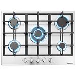 Arebos - Stainless Steel Gas Cooker - 5 burners - 68 cm