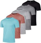 5 Pack Men’s Active Quick Dri Dry Fit Crew Neck T Shirts Athletic Running Gym Workout Short Sleeve Tee Tops Camisas para Hombres Summer