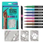 BIC BodyMark Temporary Tattoo Markers for Skin, Color Collection, Flexible Brush Tip, 8-Count Pack of Assorted Colors, Skin-Safe*, Cosmetic Quality (MTBP81-AST), 1 Count (Pack of 8)