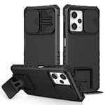 CCSmall for Xiaomi Redmi Note 12 Pro 5G Case with Slide Camera Cover, [Military Drop Protection] Hard Back & Soft Edge Case with Stereo Bracket for Redmi Note 12 Pro 5G/ Poco X5 Pro LTT Black