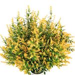 Xiaomoyu 6 Pcs Artificial Lavender Flowers Plastic Decorative Flowers Indoor and Outdoor Fake Plants UV Resistant Shrubs Bushes Greenery Hanging Planter for Home Garden Office Grass Table(Yellow)