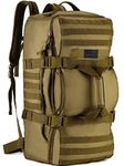 Protector Plus Tactical Travel Backpack 60L Military MOLLE Duffel Bag Luggage Suitcase Hiking Camping Outdoor Rucksack (Rain Cover & Patch Included), Brown