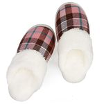 riemot Women's Furry Warm Slippers, Memory Foam Slippers Comfortable Closed Toe House Slippers Shoes Anti Slip Sandals Lightweight Winter Indoor Slippers Pink EU 40-41