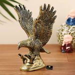 Jaszz Art Brass Flying Eagle (6 inches and 550g) Statue Hawk Sculpture Decorative Handmade Garuda Statue for Home Decor Office Handcrafted Showpiece Vastu Gift Item (Golden)