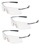 (3 Pair) MCR Safety Glasses Clear Anti-Fog Lens Rubicon T4110AF