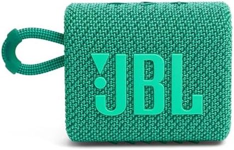 JBL Go 3 Eco, Altavoz inalámbrico y ecológico con Bluetooth, resistente al agua y con 5 horas de batería, en verde