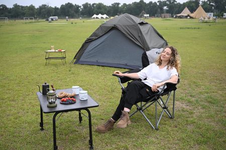 KingCamp XL Heavy Duty Camping Chair – Lumbar Support, Cooler Bag, 350 lbs