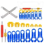 Glarks 17pcs Fuel Line Disconnect Removal Tool Kit Including 1pc Fuel Filter Tool, 14Pcs 1/4 5/16 3/8 1/2 5/8 3/4 7/8 Inch AC Quick Disconnect Tools and 2Pcs Valve Core Remover Tool