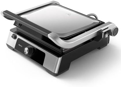 Philips Contact Grill - Température réglable. Grande surface de cuisson et Puissance élevée. Plaques Antiadhésives Amovibles et bac récolteur de graisses. (HD6301/90)