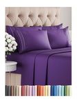 King 6 Piece Sheet Set - Breathable & Cooling Sheets - Hotel Luxury Bed Sheets - 1 Flat Sheet, 1 Fitted Sheet & 4 Pillowcases - Deep Pocket - Easy Fit - Comfy, Soft & Wrinkle Free - King Purple Sheets