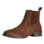 J's.o.l.e Cowboy Boots for Men Western Square Toe Ankle Chelsea Boots Brown US 7