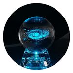 FTYTEK Galaxy Crystal Ball, Clear 80mm (3.15 inch) Galaxy Glass Ball with Colorful LED Base, Best Birthday Gift for Kids, Boy Friend, Teacher of Physics, Girlfriend Gift, Classmates and Kids Gift