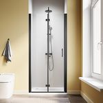 SL4U 36" W x 72" H Frameless Bifold Shower Door, 1/4'' Clear Tempered Glass Shower Door, Folding Shower Glass Door, Reversible Installation, Matte Black