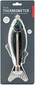 Kikkerland Hanging Fish Thermometer Chrome Plated Stainless Steel Farenheit/Celsius Indoor Outdoor