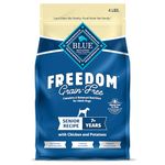 Blue Buffalo Freedom Grain Free Natural Senior Dry Dog Food, Chicken 4-Lb