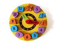 Shumee Wooden Shape Sorting Clock - 12 Colourful Pieces (2 Years+) | Multicolor | Learning Toy | Montessori Clock Toy | Eco Friendly & Safe | No Plastic