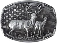 Deer Belt Buckle for Men, Patriotic American flag Deer Belt Buckle, Elk Deer Belt Buckle, Norse Viking Deer Head Belt Buckle, Punk Deer Belt Buckle, Western Cowboy Belt Buckle Gifts (Silver)