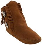 Minnetonka Mens Two Button Softsole Boot, Brown, Size 12