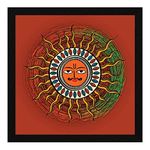 ArtX Paper Sun Madhubani Art Painting, Sun Painting Vastu Wall Art, Photo Frame, Multicolor, Traditional, 13X13 in, Set of 1