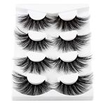 wiwoseo 25MM False Eyelashes Dramatic Long Cross Fluffy Thick Volume Eye Lashes 4 Pairs Pack