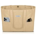 HOMESPON Large Canvas Tote Bag for Women Everything Bag with Pockets and Laptop Sleeve (Khaki)