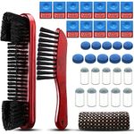 7 Set Billiards Pool Table Brush for Cleaning Pool Table Cleaner Felt Brush Kit Include Snooker Table, Rail Brush 2 Cue Shaft Cloth 12 Pool Cue Chalk Cube 20 Pool Cue Tip Replacement(Brown)