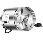 VIVOSUN 6 Inch Inline Duct Fan 240 CFM, HVAC Exhaust Ventilation Fan with Low Noise for Basements, Bathrooms, Kitchens and Attics, Silver