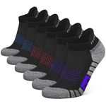 Closemate 6 Pairs Athletic Ankle Socks for Men Women Low Cut Sport Cushion Running Tab Socks (2 Red+2 Blue+2 Purple, Size L)