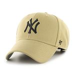 47 MLB New York Yankees MVP Unisex Baseball Cap : Adjustable Hook & Loop Strap : Black Logo : Colour Old Gold