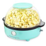 Nostalgia Classic Retro Electric Stirring Popcorn Maker, Makes 24 Cups, Large Lid Doubles as Serving Bowl, Quick Heat Technology, for Kettle Corn and Roasted Nuts, Aqua