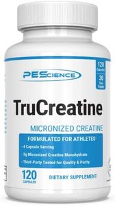 PEScience TruCreatine Capsules – Creapure Micronized Creatine Monohydrate, 3g Per Serving, Easy-to-Take Creatine Pills for Men & Women, Supports Strength, Muscle Growth & Recovery, 120 Capsules