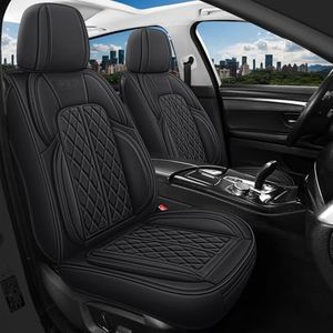 DuDuWang Car Seat Covers Full Set Universal Fitment for Cars, SUV, Sedans, Trucks, Anti-Slip Breathable Faux Leather Automotive Seat Covers (Black, Front Seat)