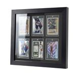 Bivitre Trading Card Display Case - Baseball Card Display Case Wall Mount, Hold 6 Cards Sports Card Display Frame for Basketball Football Hockey Cards, Black Standard (6 Cards)