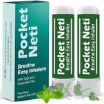 Basic Vigor Pocket Neti Breathe Easy Himalayan Salt Aromatherapy Sinus Inhaler 2 Pack with Essential Oils. Natural Nasal Stick/Nasal Inhaler with Eucalyptus. Made in The USA.