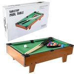 Mini Pool Table,Mini Wooden Billiards Table with 16 Balls, 2 Cues, Triangle Rack,Pool Chalks,Mini Table Top Billiards Snooker for Family Game Parties (style 2)