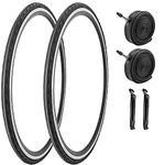 2 Pack 700x23C/25C/28C/35C/38C Bike Tires Plus Bike Inner Tubes Presta Valve 48mm or Schrader Valve 48mm Foldable Replacement Tires for Road Bicycle (700 X 25C 30TPI)