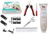 PETOLOGY Unisex Automatic Rechargeable Pet Hair Trimmer With Extra Battery For Dogs (White And Gold)