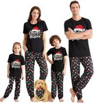 IFFEI Family Matching Pajamas Set Short Sleeve Black-Christmas Lights Nightwear for Mom Dad Kids PJs Men: L