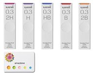 Uni Mechanical Pencil Lead,"The Uni" Smudge-Proof Leads 0.3mm(ULS0325)/HB,H,2H,B,2B - 5 Pack/total 125 Leads, and amazdone Sticky Notes Value Set