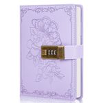 Diary with Lock, Vintage Lock Journal for Women and Girls, Hardcover Leather Journal for Gift, Refillable Lined Journal Notebook,5.2"x 7.3", （LightPurple）