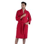 MYTRIDENT Bathrobes for Men, 240 GSM Urban Comfort Collection, 100% Cotton bathrobes for women, Soft, Perfect for Gym, Shower, Spa, Vacation, Large Size, Red Colour