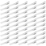 Ryalan 1.8 Inches Profession Hairdressing Double Prong Pin Curl Setting Section Hair Clips Metal Alligator Clips Silver Hairpins for Styling and Haircut (50 Pcs, Silver)