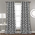 Lush Decor Edward Trellis Curtains Light Filtering Window Panel Set for Living, Dining, Bedroom (Pair), Black & White, 52" W x 84" L