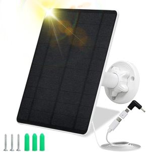 Solar Panel for Security Camera,5W USB Solar Panel for Cameras DC 5V,Camera Solar Panel Charger Micro USB & USB-C & DC,IP65 Waterproof USB Solar Panel Charger for Camera with 360°Adjustable Mounting