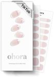 ohora Semi Cured Gel Nail Strips (N Essential French) - Works with Any Nail Lamps, Salon-Quality, Long Lasting, Easy to Apply & Remove - Includes 2 Prep Pads, Nail File & Wooden Stick