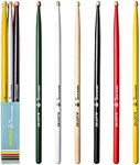 6 sticks/3 pairs 5A Drumsticks(Assorted color),Classic 5A Drum Sticks,Hickory Drumsticks with Acorn Tips,for Acoustic or Electronic Drum,Bluefire Drumstick,Weight Matched.School Season Gift.